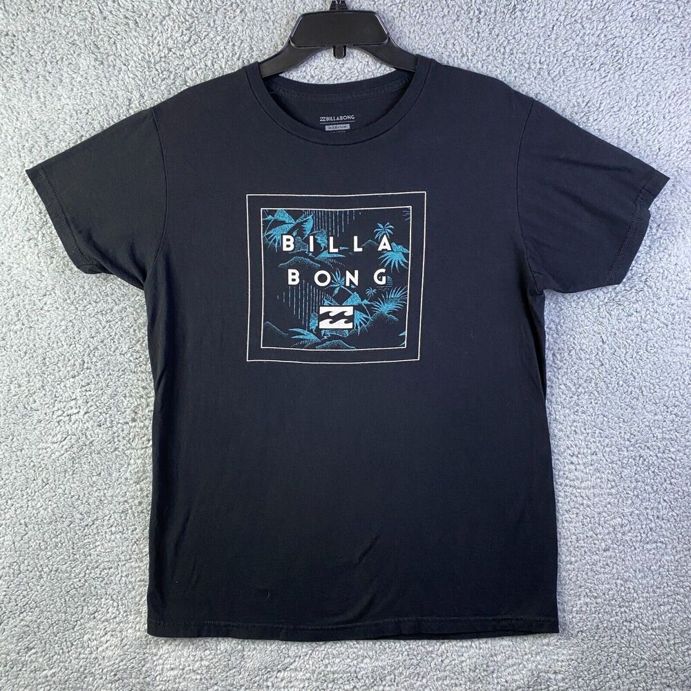 Billabong T-Shirt Men's Medium Black Crew Neck Short Sleeve Casual Graphic